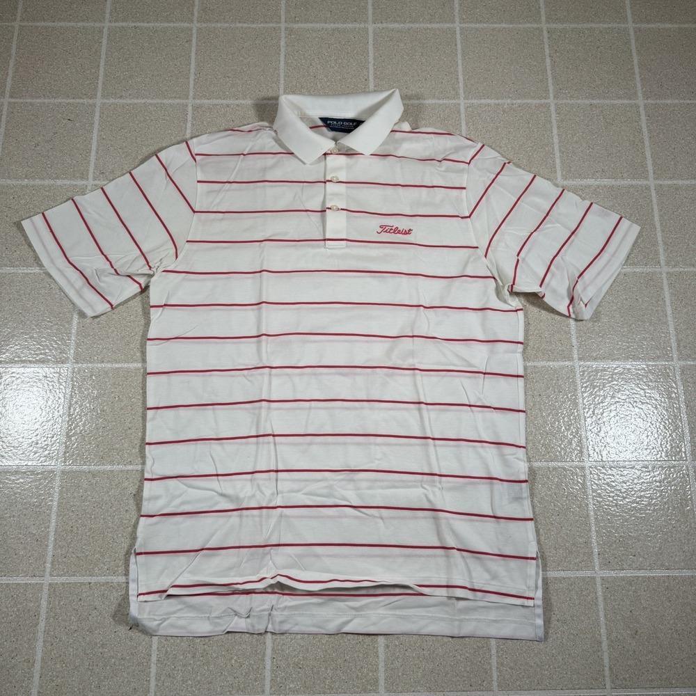 Vtg Polo Golf Ralph Lauren X Titleist Red And White Striped XL 90s Pima Cotton